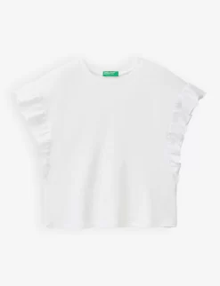 Benetton Frill-trim Cotton And Linen-blend T-shirt 6-14 Years