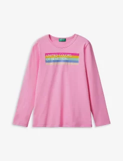 Benetton Logo-print Long-sleeved Organic-cotton T-shirt 6-14 Years