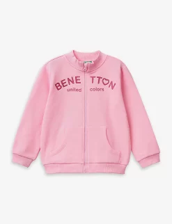 Benetton Logo-print Zip-through Organic-cotton Sweatshirt 1-6 Years