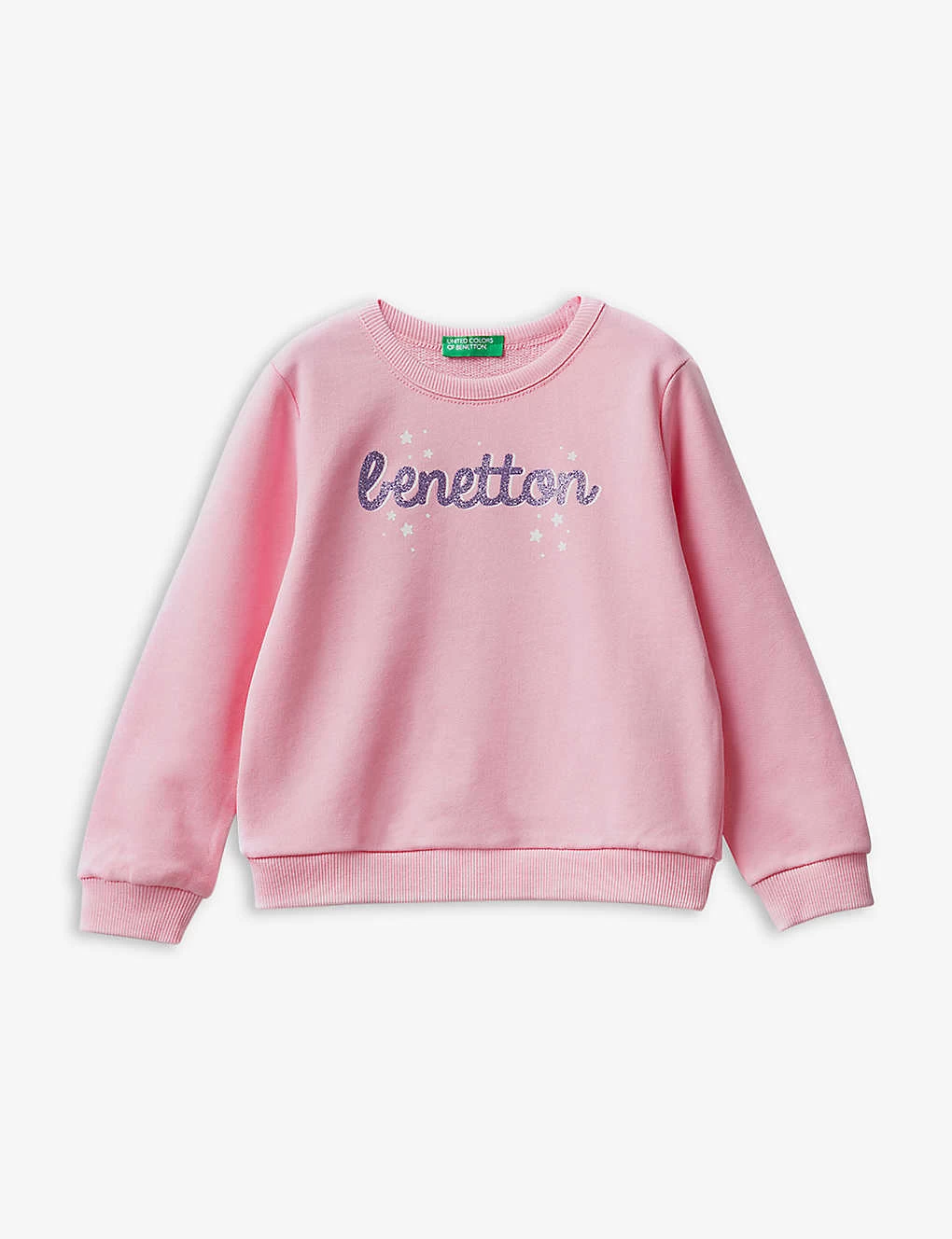 Benetton Glittered-logo Colour-blocked Organic-cotton Sweatshirt 1-6 Years 1 Benetton Glittered-logo Colour-blocked Organic-cotton Sweatshirt 1-6 Years
