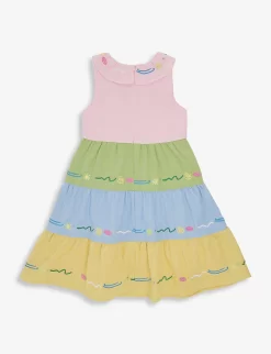 Olivia Rubin Flora Striped Cotton-blend Dress 4-13 Years -Boutique Fashionable Childrens Clothing Store R04154820 COLOURBLOCK ALT02