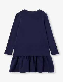Marc Jacobs Graphic-print Ruffled-hem Cotton-jersey Dress 4-12 Years -Boutique Fashionable Childrens Clothing Store R04157201 NAVY ALT02