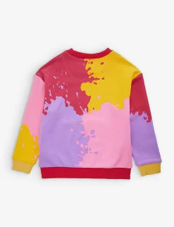 Marc Jacobs Logo-embroidered Paint-splatter Cotton-blend Sweatshirt 4-12 Years -Boutique Fashionable Childrens Clothing Store R04157224 MULTICOLOURED ALT02