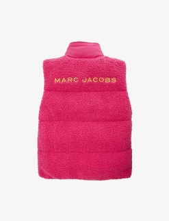 Marc Jacobs Logo-embroidered Reversible-design Cotton-corduroy Gilet 4-12 Years -Boutique Fashionable Childrens Clothing Store R04157231 FUSCHIA ALT02