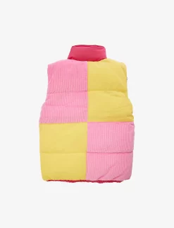 Marc Jacobs Logo-embroidered Reversible-design Cotton-corduroy Gilet 4-12 Years -Boutique Fashionable Childrens Clothing Store R04157231 FUSCHIA ALT04