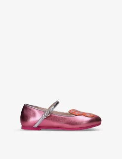 Sophia Webster Butterfly Metallic Leather Ballet Flats 1-7 Years