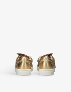 Sophia Webster Butterfly-embellished Glitter Low-top Textile Trainers 3-8 Years -Boutique Fashionable Childrens Clothing Store R04159850 GOLD ALT03