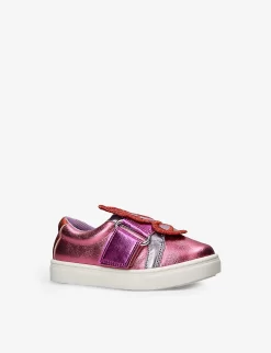 Sophia Webster Butterfly Metallic Leather Low-top Trainers 3-9 Years -Boutique Fashionable Childrens Clothing Store R04159851 PINK ALT02
