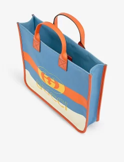 Gucci Logo-print Striped Woven Kids' Tote Bag -Boutique Fashionable Childrens Clothing Store R04160241 MULTICOLORDEEPORAN ALT03