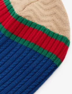 Gucci Striped Chunky-knit Wool Beanie -Boutique Fashionable Childrens Clothing Store R04160259 NAVYBEIGE ALT02