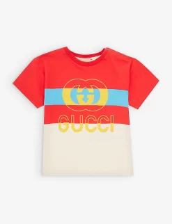 Gucci Logo-print Stripe-pattern Cotton-jersey T-shirt 6-36 Months