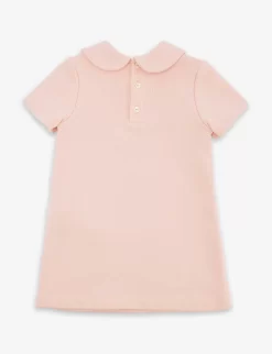 Gucci Logo-embroidered Peter-pan Collar Cotton-jersey Dress 6-36 Months -Boutique Fashionable Childrens Clothing Store R04160274 SMOOTHPINKMIX ALT02