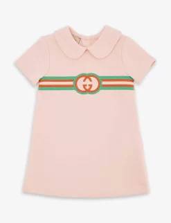 Gucci Logo-embroidered Peter-pan Collar Cotton-jersey Dress 6-36 Months