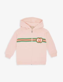 Gucci Monogram And Stripe-embroidered Cotton-jersey Hoody 18-36 Months