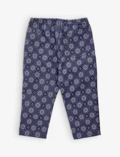 Gucci GG Geometric-print Jacquard-denim Trousers 24-36 Months -Boutique Fashionable Childrens Clothing Store R04160283 DKBLUEIVORY ALT02