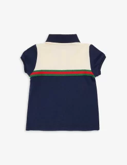Gucci Brand-panel Short-sleeve Stretch-cotton-pique Polo Shirt 6-36 Months -Boutique Fashionable Childrens Clothing Store R04160285 OLTREMAREBONEMIX ALT02