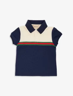 Gucci Brand-panel Short-sleeve Stretch-cotton-pique Polo Shirt 6-36 Months