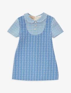 Gucci Monogram-pattern Peter-Pan Collar Stretch-woven Blend Dress