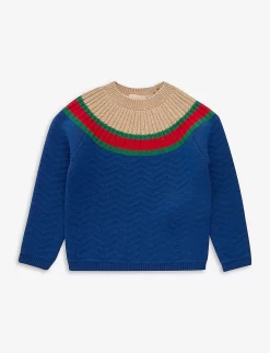 Gucci Chevron-pattern Long-sleeve Wool Knitted Jumper 24-36 Months