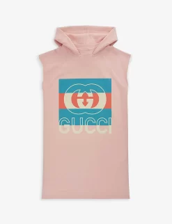 Gucci Logo-print Hooded Cotton-jersey Dress 4-10 Years