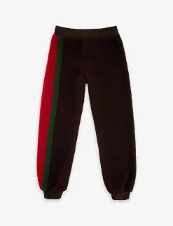 Gucci Striped-logo Faux-shearling Jogging Bottoms 8-12 Years