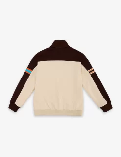 Gucci Logo-embroidered Striped Woven Jacket 6-12 Years -Boutique Fashionable Childrens Clothing Store R04160323 DKCHOCOLATEIVORYMX ALT02