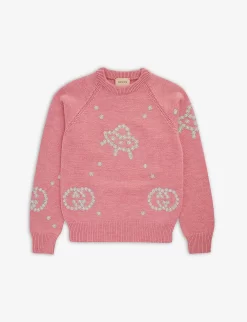 Gucci Contrast-embroidery Long-sleeve Wool Knitted Jumper 8-12 Years