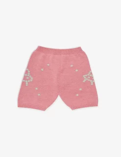 Gucci Floral-embroidered Knitted Wool Shorts 8-12 Years -Boutique Fashionable Childrens Clothing Store R04160343 DARKROSEMIX ALT02