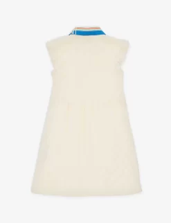 Gucci Logo-collar Jacquard-pattern Cotton-jersey Dress -Boutique Fashionable Childrens Clothing Store R04160345 WHITEMIX ALT02