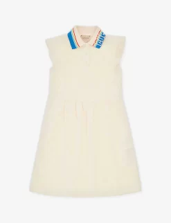 Gucci Logo-collar Jacquard-pattern Cotton-jersey Dress