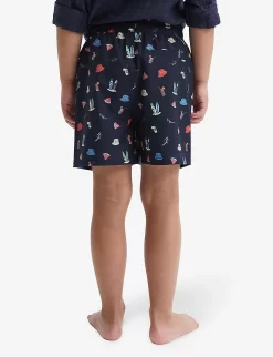 Reiss Augustus Beach-print Stretch Recycled-polyester Shorts 4-12 Years -Boutique Fashionable Childrens Clothing Store R04160602 NAVY ALT04