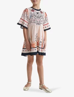 Reiss Ania Floral-print Woven Dress 10-12 Years -Boutique Fashionable Childrens Clothing Store R04160605 IVORY ALT02