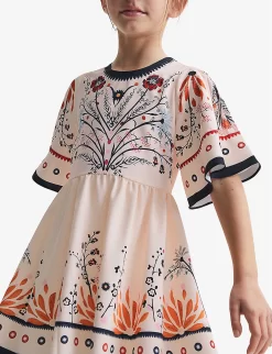 Reiss Ania Floral-print Woven Dress 10-12 Years -Boutique Fashionable Childrens Clothing Store R04160605 IVORY ALT03