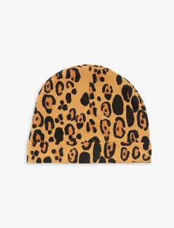 Mini Rodini Basic Leopard-print Brand-patch Stretch-lyocell Beanie 0-4 Months -Boutique Fashionable Childrens Clothing Store R04161013 BEIGE ALT02