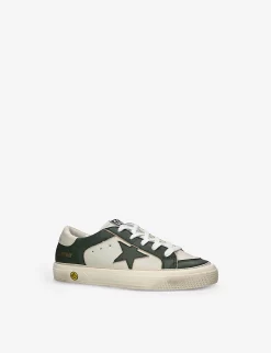 Golden Goose May Panelled Leather Low-top Trainers 6-9 Years 6 Golden Goose May Panelled Leather Low-top Trainers 6-9 Years -Boutique Fashionable Childrens Clothing Store R04165005 GREEN ALT02