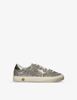 Golden Goose May Star-embellished Glitter Leather Low-top Trainers 6-9 Years