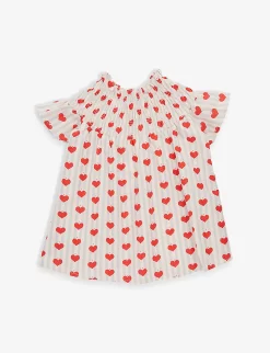 Vivi Striped Heart-print Organic-cotton Dress 6 Months-3 Years -Boutique Fashionable Childrens Clothing Store R04166453 AMOURBLUESTRIPE ALT02