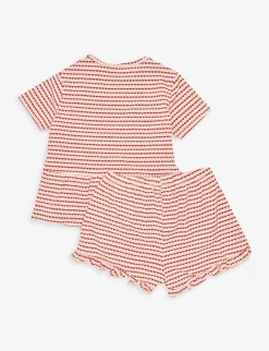 Heart-print Frilled Stretch-organic Cotton Dress And Shorts Set 9 Months-4 Years -Boutique Fashionable Childrens Clothing Store R04166454 HEARTONASTRING ALT02