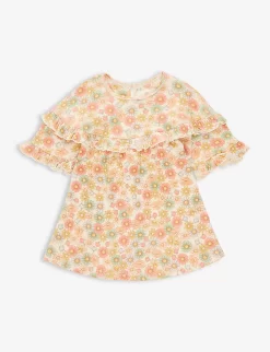 Chleo Floral-print Frill-trim Stretch-organic Cotton Dress 9 Months-3 Years
