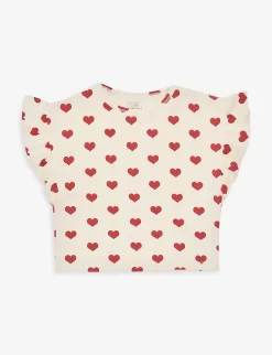 Reya Heart-print Stretch-organic Cotton Blend T-shirt 9 Months-3 Years