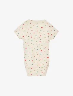Minnie Heart-print Wrap-over Organic-cotton Babygrow 0-6 Months -Boutique Fashionable Childrens Clothing Store R04166469 MULTIHEARTS ALT02