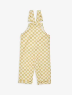 Checkerboard Straight-leg Organic-cotton Dungarees 6 Months-4 Years -Boutique Fashionable Childrens Clothing Store R04166825 OCHRE ALT02