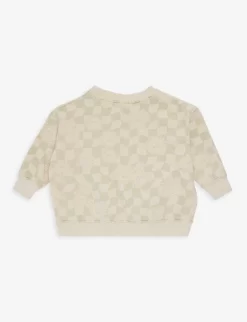 Checked Organic-cotton Sweatshirt 3 Months-4 Years 5 Checked Organic-cotton Sweatshirt 3 Months-4 Years -Boutique Fashionable Childrens Clothing Store R04166835 SAGE ALT02