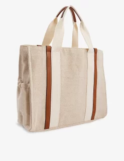 Chloé Brand-print Jute And Cotton-blend Baby Changing Bag 6 Chloé Brand-print Jute And Cotton-blend Baby Changing Bag -Boutique Fashionable Childrens Clothing Store R04167155 UNIQUE ALT02