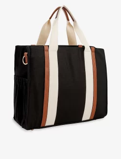 Chloé Brand-print Cotton-canvas Baby Changing Bag -Boutique Fashionable Childrens Clothing Store R04167157 BLACK ALT02
