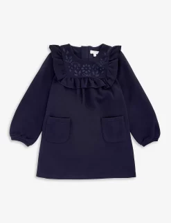 Chloé Ruffled Floral-embroidered Stretch-woven Dress 6 Months-3 Years