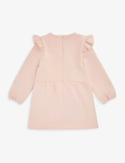 Chloé Ruffled Floral-embroidered Cotton-jersey Dress 6 Months-3 Years -Boutique Fashionable Childrens Clothing Store R04167164 PINKWASHEDPINK ALT02