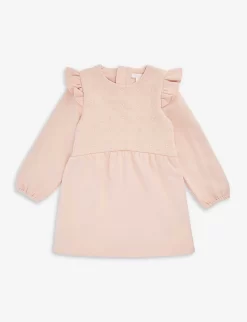 Chloé Ruffled Floral-embroidered Cotton-jersey Dress 6 Months-3 Years