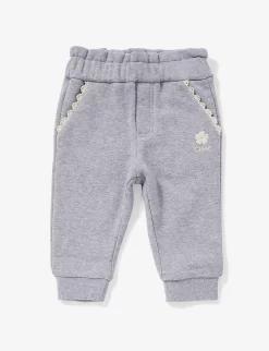 Chloé Logo-embroidered Scallop-trimmed Cotton-jersey Jogging Bottoms 6-36 Months