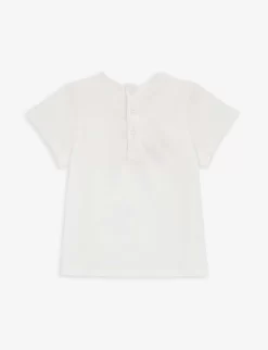 Chloé Floral Logo-embroidered Cotton-jersey T-shirt 4-14 Years -Boutique Fashionable Childrens Clothing Store R04167168 OFFWHITE ALT02